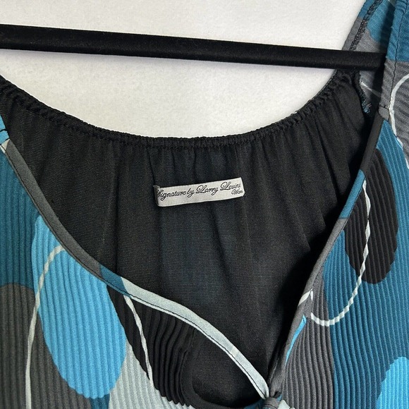 Signature By Larry Levine layered Flare Sleeve abstract circle Blouse 1X Plus - Picture 3 of 5